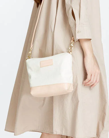 Black Friday Deals On Stylish Handbags Fashion White Canvas Leather Women Makeup Pouch Canvas Shoulder Bag For Women Limited-Time Handbag Sale