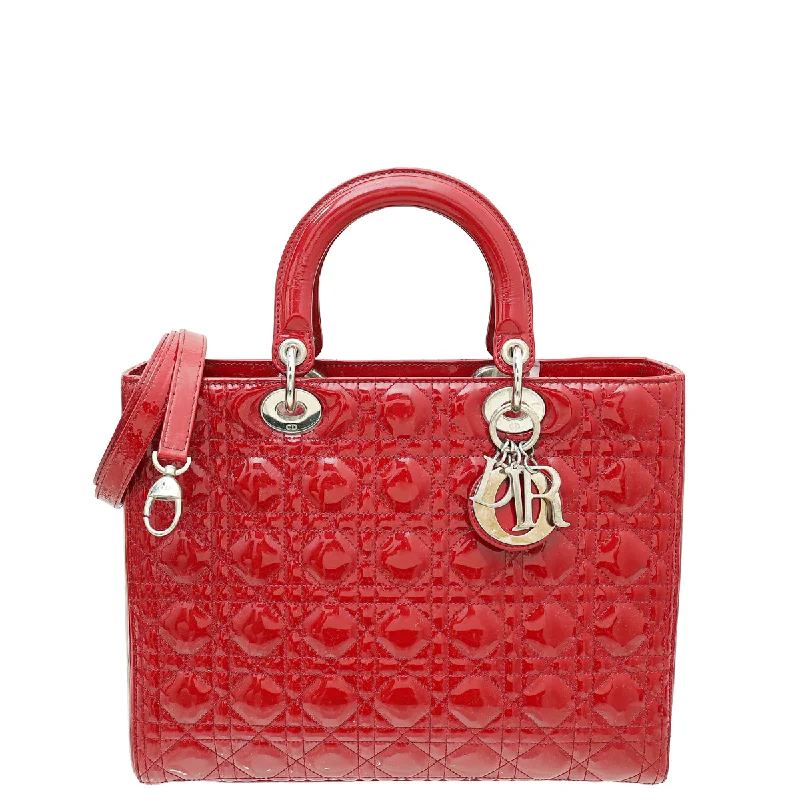 Bold Style Discounts Christian Dior Red Lady Dior Large Bag Stylish Totes, Exclusive Savings Bold Style Discounts Christian Dior Red Lady Dior Large Bag Stylish Totes, Exclusive Savings