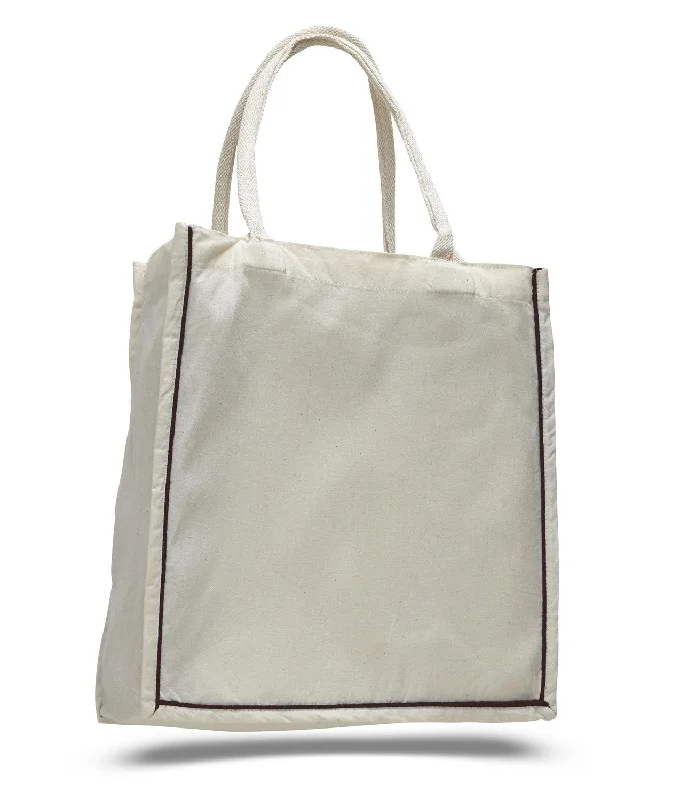 Luxury Fashion 12 ct Color Stripe 100% Cotton Shopping Tote Bags W/Fancy Handles - By Dozen The Bag Sale You've Been Waiting For Is Here