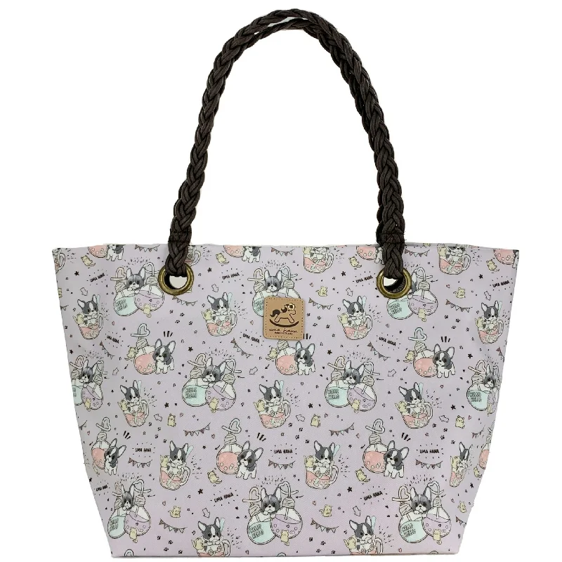 Bags For Personalized Gifts Purple Boba Frenchie Woven Shoulder Tote Classic Totes, Exclusive Deals Bags For Personalized Gifts Purple Boba Frenchie Woven Shoulder Tote Classic Totes, Exclusive Deals