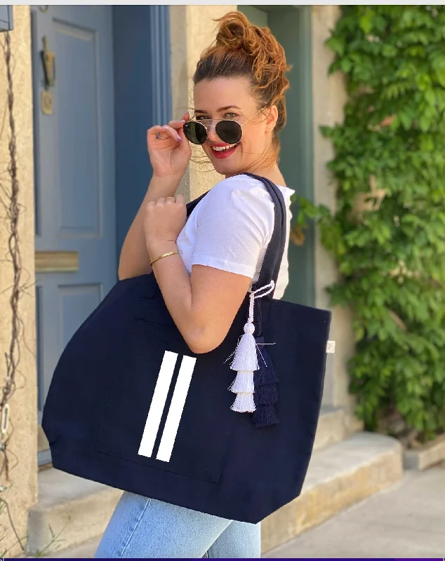 Style Redefined Special Bundle: Navy Everything Bag with White Matte Double Stripe + FREE White Tassel Grab Stylish Bags Before They Sell Out Style Redefined Special Bundle: Navy Everything Bag with White Matte Double Stripe + FREE White Tassel Grab Stylish Bags Before They Sell Out