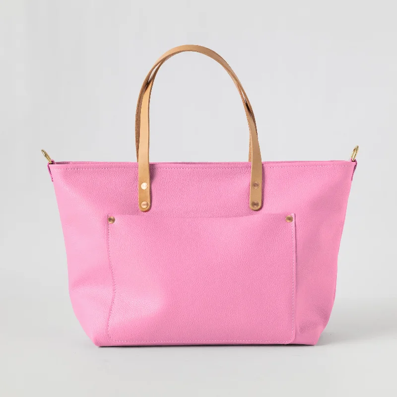 Flash Sale On Premium Bags Pink Italian Pebbled Market Tote Carry Elegance For Less