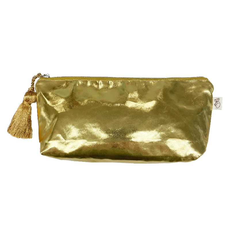 Seize Bargains Gold Metallic Hold Me Clutch Trendy Bags, Huge Savings