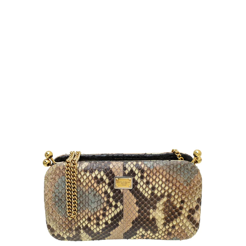 Popular Collection Dolce & Gabbana Multicolor Python Kiss Lock Chain Clutch Luxury Totes, Affordable Prices Popular Collection Dolce & Gabbana Multicolor Python Kiss Lock Chain Clutch Luxury Totes, Affordable Prices