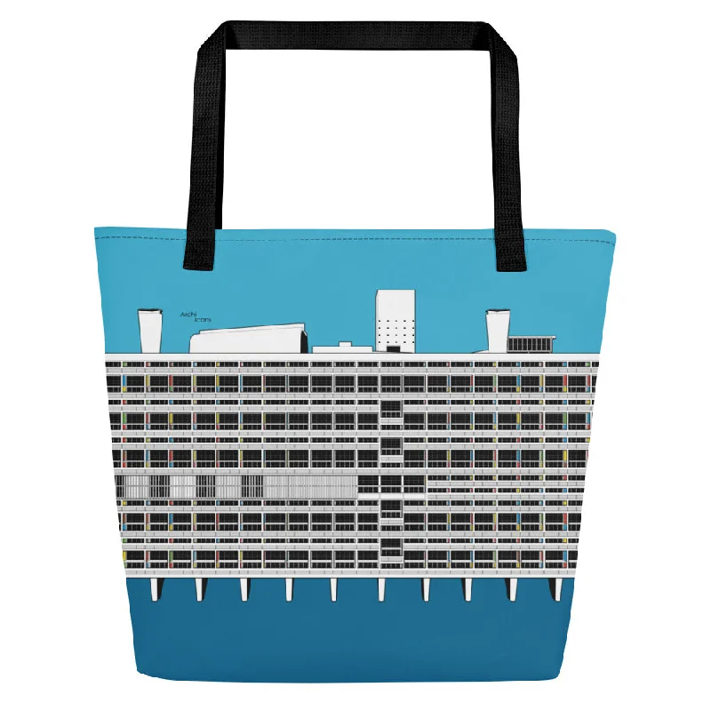Chic And Edgy Unité d'Habitation Large Tote Bag With Pocket Must-Have Bags At Irresistible Discounts Chic And Edgy Unité d'Habitation Large Tote Bag With Pocket Must-Have Bags At Irresistible Discounts