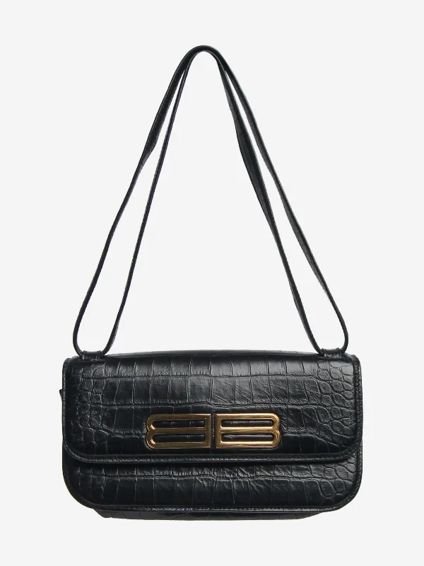Vintage-Inspired Black Gossip crocskin shoulder bag Iconic Fashion Bags At Unbeatable Savings Vintage-Inspired Black Gossip crocskin shoulder bag Iconic Fashion Bags At Unbeatable Savings