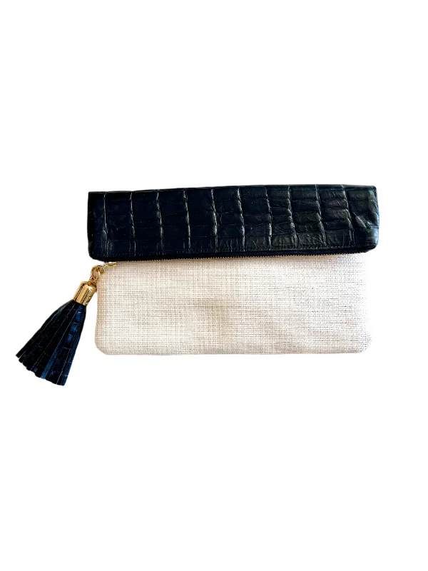 Trendy Bags For Sales Cece Navy Croc Reversing to Dove White Raffia Foldover Clutch Handbag Deals You'll Love Trendy Bags For Sales Cece Navy Croc Reversing to Dove White Raffia Foldover Clutch Handbag Deals You'll Love