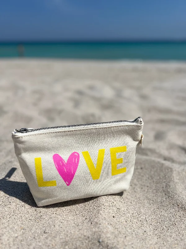 Fast Fashion Favorites Makeup Bag Natural with LOVE with pink Heart Classic Totes At Unbeatable Deals Fast Fashion Favorites Makeup Bag Natural with LOVE with pink Heart Classic Totes At Unbeatable Deals