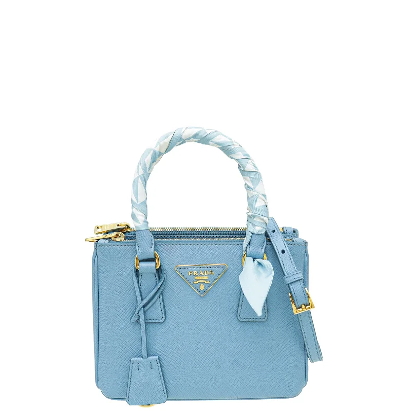 Durable Fashion Picks Prada Astrale Blue Lux Galleria Mini Bag 7/E w/ twilly Upgrade Your Look With Fashionable Bags Durable Fashion Picks Prada Astrale Blue Lux Galleria Mini Bag 7/E w/ twilly Upgrade Your Look With Fashionable Bags