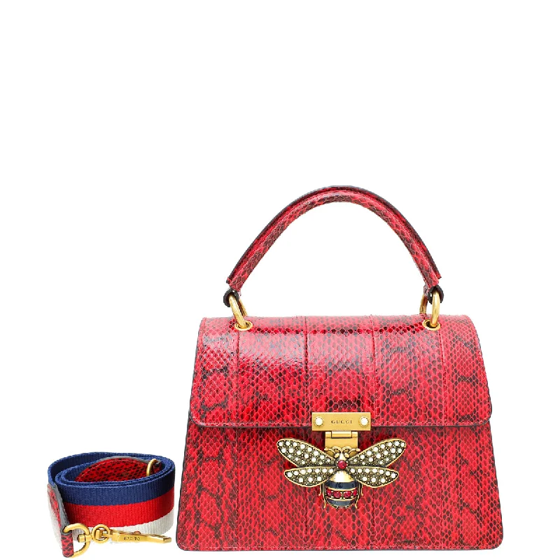Versatile Bags That Suit Any Outfit Or Event Gucci Red Aged Python Queen Margaret Top Handle Bag Trendy Handbags, Limited-Time Sale Versatile Bags That Suit Any Outfit Or Event Gucci Red Aged Python Queen Margaret Top Handle Bag Trendy Handbags, Limited-Time Sale