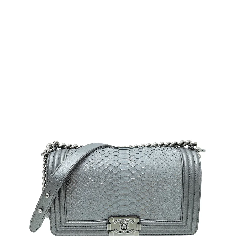 Affordable Bags For Budget Shoppers Chanel Metallic Gray Python Le Boy Medium Bag Don't Miss Out – Shop Fashionable Bags At Special Rates Affordable Bags For Budget Shoppers Chanel Metallic Gray Python Le Boy Medium Bag Don't Miss Out – Shop Fashionable Bags At Special Rates