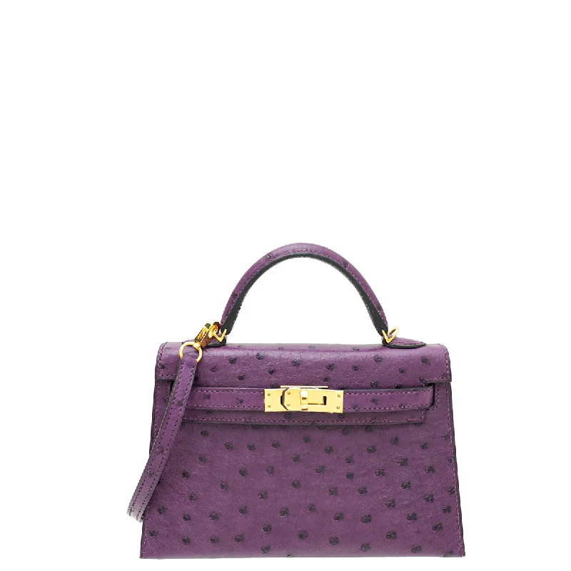 Party Bags For New Year's Eve And Special Occasions Hermes Violine Ostrich Sellier Mini Kelly Bag Chic Crossbody Bags, Limited Offers
