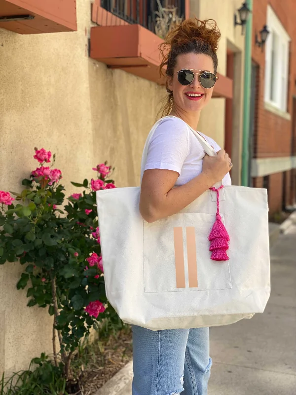 Unleash Your Style Special Bundle: Natural Everything Bag with Rose Gold Double Stripe + FREE PINK Tassel Trendy Backpacks With Big Discounts Unleash Your Style Special Bundle: Natural Everything Bag with Rose Gold Double Stripe + FREE PINK Tassel Trendy Backpacks With Big Discounts