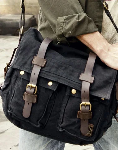 Stylish Looks Canvas Leather Women Mens Blue 15'' Messenger Bag Khaki Side Bag Brown Shoulder Bag For Men Sleek And Stylish Handbags At Lower Prices