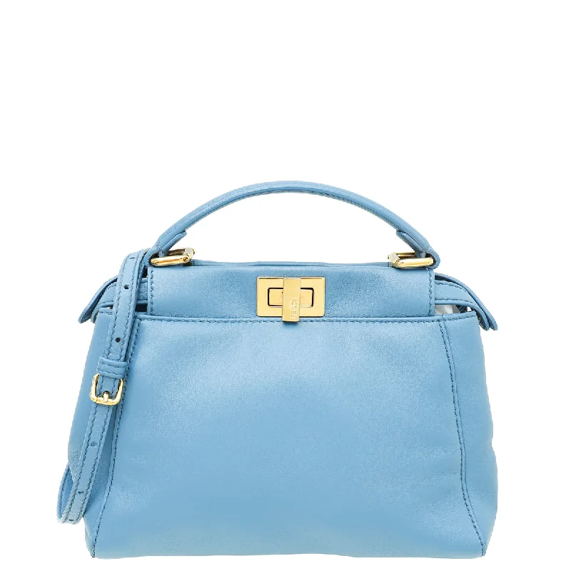 Hot Picks Fendi Blue Peekaboo Mini Bag Statement Bags With Exclusive Savings