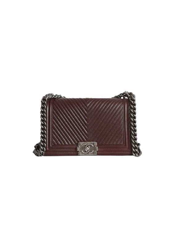 Limited Time Offer CHEVRON MEDIUM BOY BAG Premium Handbags At Unbeatable Markdowns