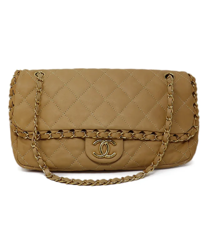 Urban Elegance Deals Chanel Tan Leather Chain Shoulder bag Stylish Handbags At Unbeatable Discounts