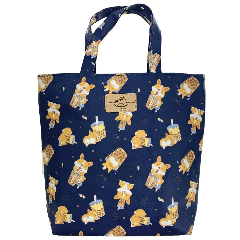 Luxury Fashion Blue Bubble Tea Corgi Bucket Tote Trendy & Timeless Bags, Now On Sale Luxury Fashion Blue Bubble Tea Corgi Bucket Tote Trendy & Timeless Bags, Now On Sale