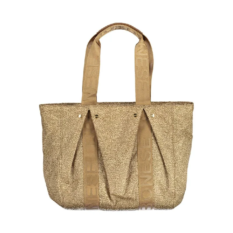 Borbonese Beige Polyester Handbag Iconic Fashion Bags At Unbeatable Savings