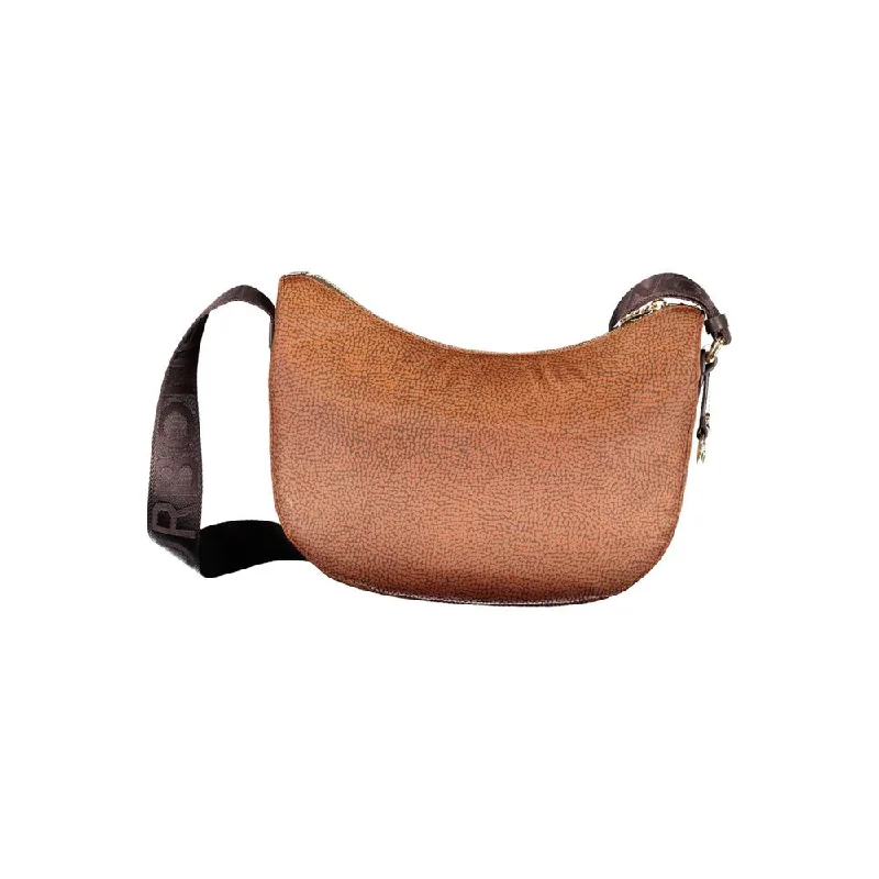 Borbonese Brown Polyester Handbag Stylish And Durable Handbags At Great Value