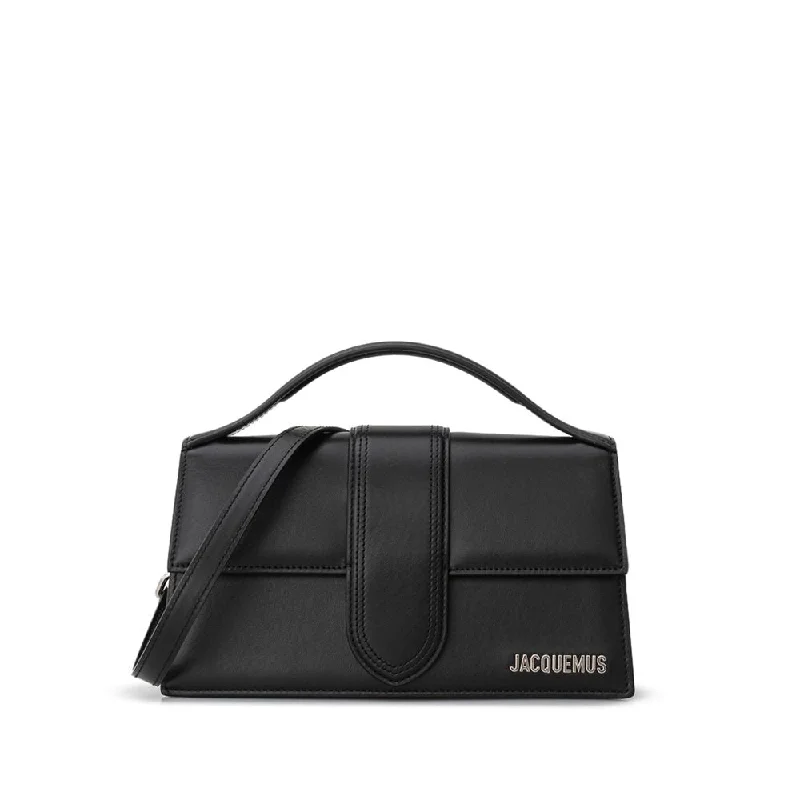 Jacquemus Black Leather Handbag Trendy Purses At Exclusive Promotional Rates