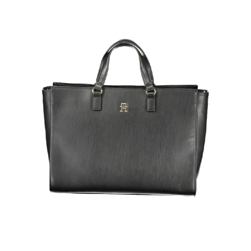 Tommy Hilfiger Black Polyethylene Handbag Affordable Elegance With High-Quality Bags