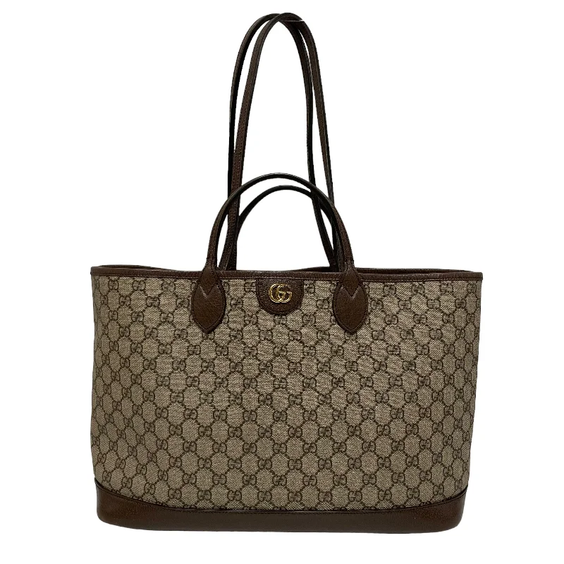 GUCCI/Tote Bag/All Over Print/Leather/BRW/GG SUPREME CANVAS Elegant Bags, Limited Stock GUCCI/Tote Bag/All Over Print/Leather/BRW/GG SUPREME CANVAS Elegant Bags, Limited Stock