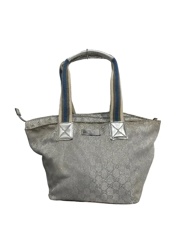 GUCCI/Tote Bag/Monogram/SLV/GUCCI SILVER MONOGRAM TOTE Chic Bags, Shop Now