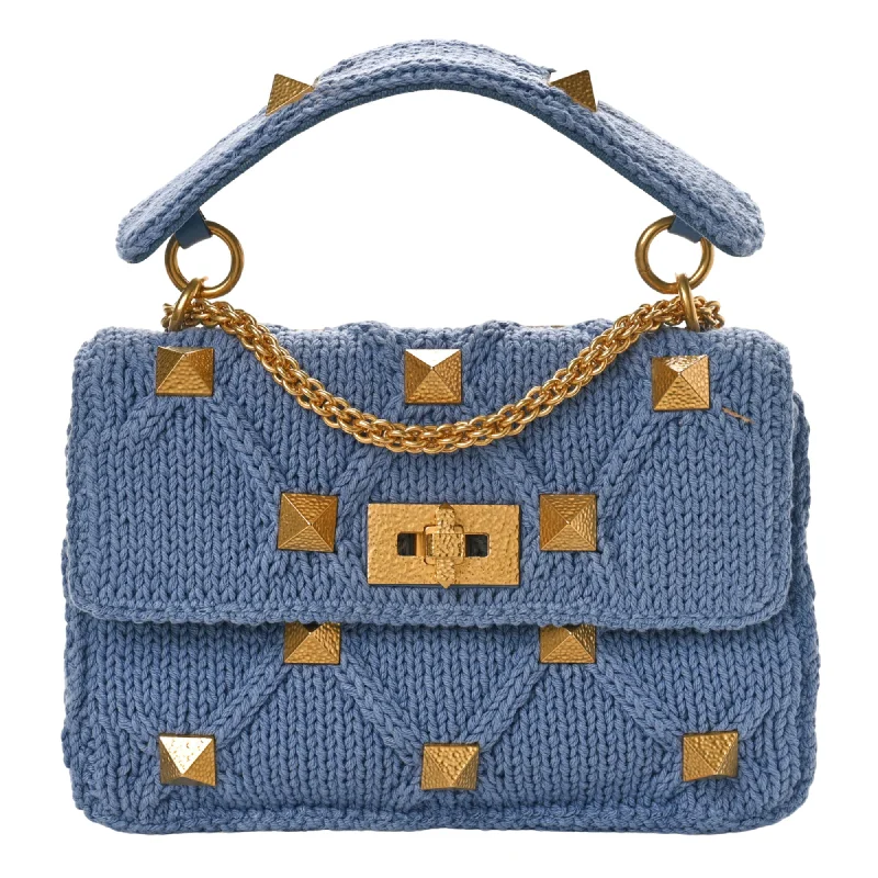 Valentino Garavani Knit Roman Stud Shoulder Bag