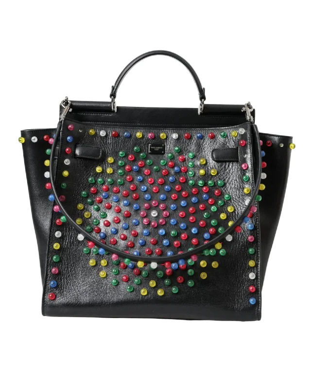 Dolce & Gabbana Leather LED Top Handle Shoulder Bag Elegant Bags, Limited Stock