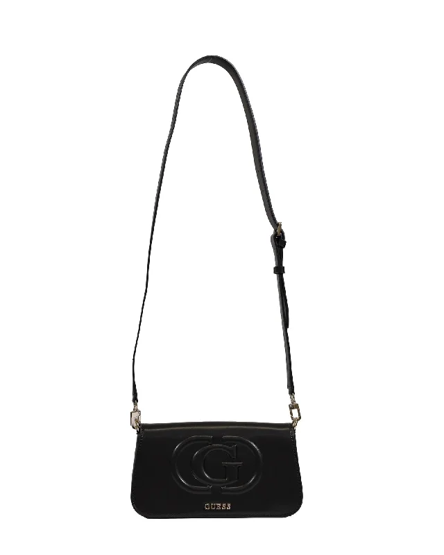 Guess  Flora Embossed Logo Shoulder Bag for Women Black