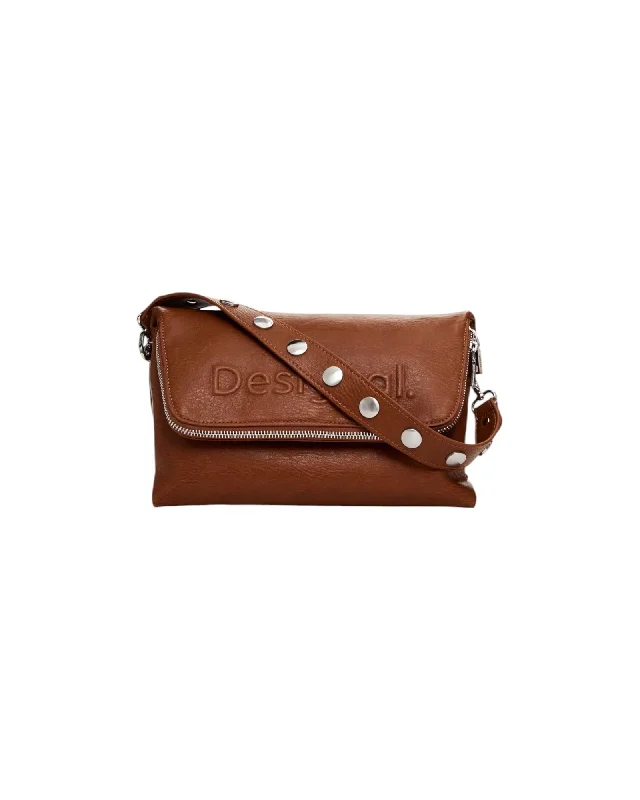 Desigual  Brown Leather Shoulder Bag Trendy Backpacks, Huge Markdowns