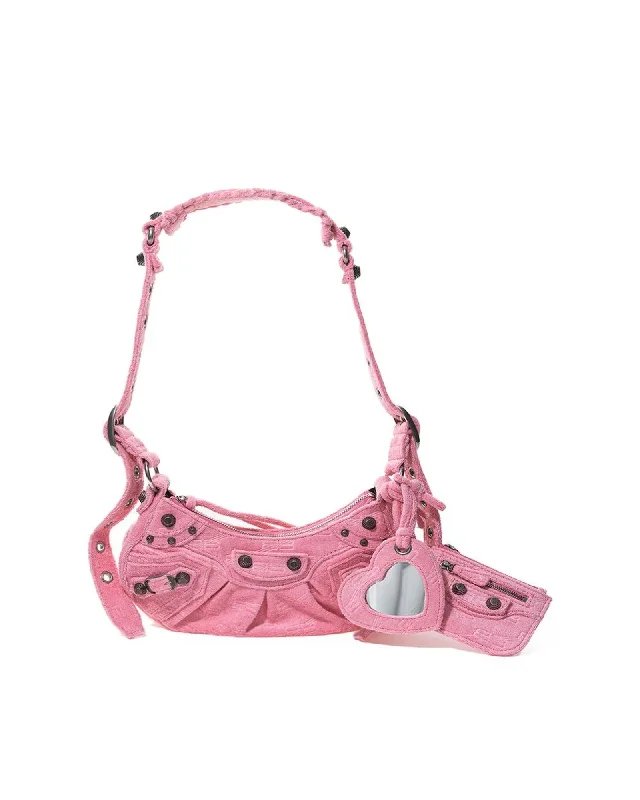 Balenciaga  Hourglass XS Velvet Shoulder Bag Pink Timeless Bags, Flash Sale