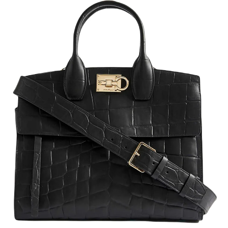 Ferragamo Studio Soft Shoulder Bag Black Elegant Bags, Limited Stock