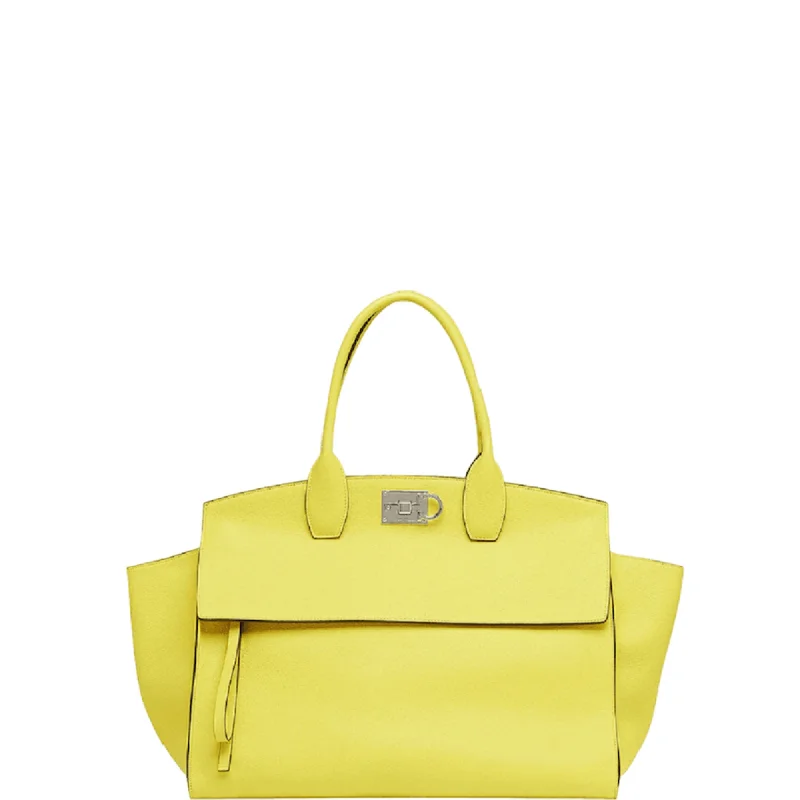 Ferragamo Studio Soft Shoulder Bag Yellow Flash Sale On Handbags