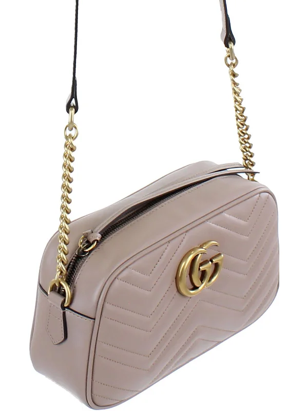 GG Marmont Womens Leather Chevron Shoulder Handbag