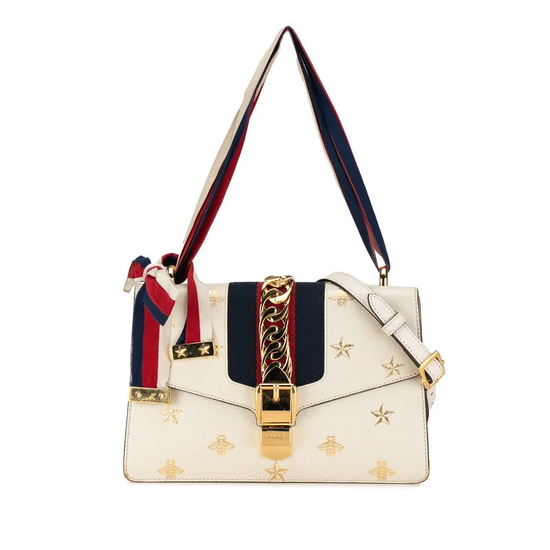 Gucci Silver Small Bee & Star Sey Line Handbag Shoulder Bag