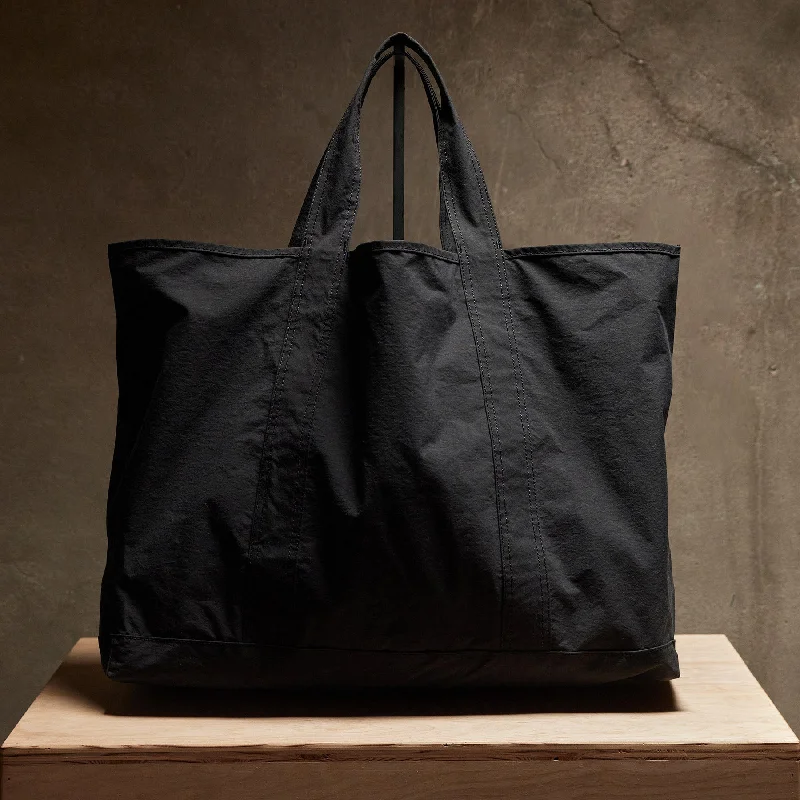 Large Matte Nylon Tote - Black Stylish Totes, Special Discounts