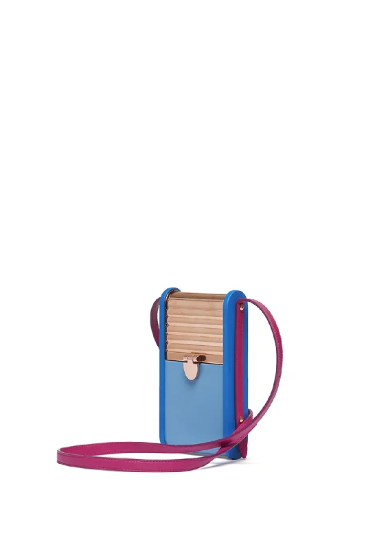 Mabel Crossbody Phone Case in Pale Blue, Cobalt & Violet Nappa Leather Modern Handbags With Stylish Discounts Mabel Crossbody Phone Case in Pale Blue, Cobalt & Violet Nappa Leather Modern Handbags With Stylish Discounts