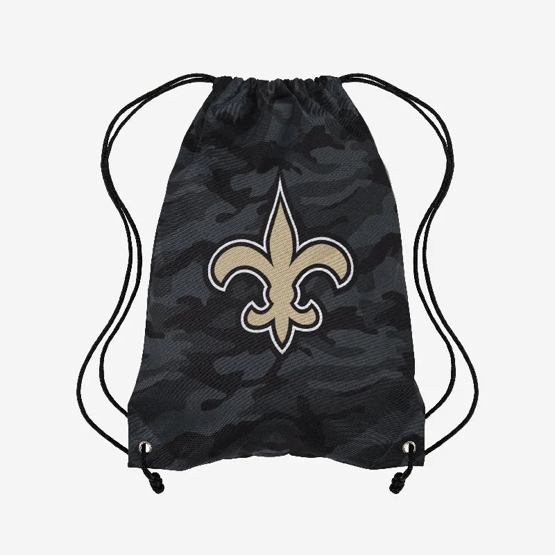 New Orleans Saints Big Logo Camo Drawstring Backpack Fashion-Forward Bags At Exclusive Promotional Prices New Orleans Saints Big Logo Camo Drawstring Backpack Fashion-Forward Bags At Exclusive Promotional Prices