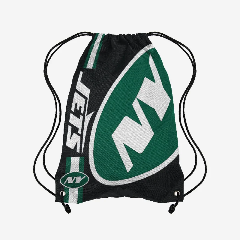 New York Jets Black Alternate Color Big Logo Drawstring Backpack Upgrade Your Look With Fashionable Bags
