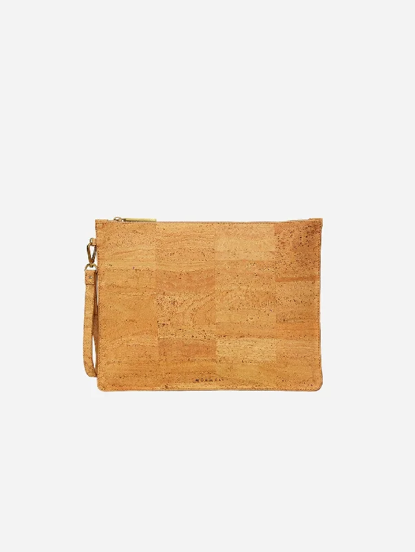 Delta Handcrafted Cork Vegan Large Clutch Pouch | Natural