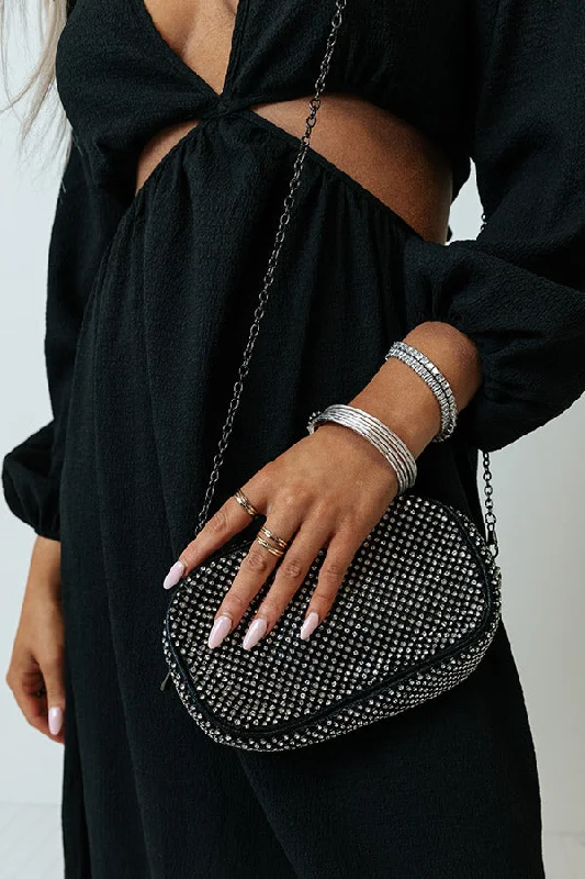 Champagne Getaway Rhinestone Clutch In Black Handbag Deals You'll Love