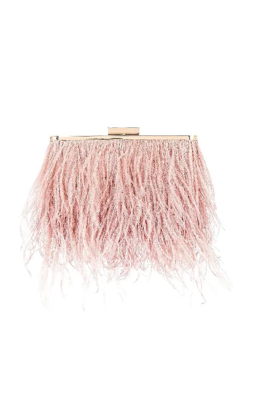 Estelle Feathered Clutch - Blush