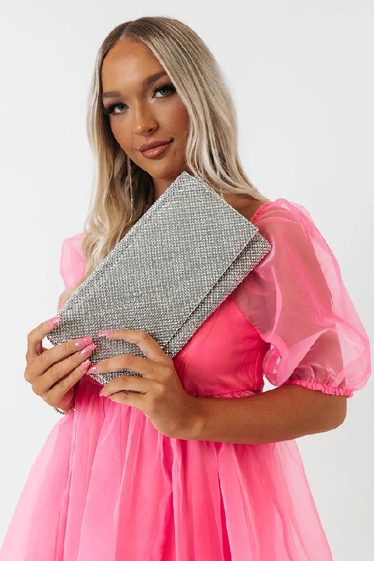 Fabulous Time Rhinestone Clutch In Silver Fashion Bags, Limited Offer