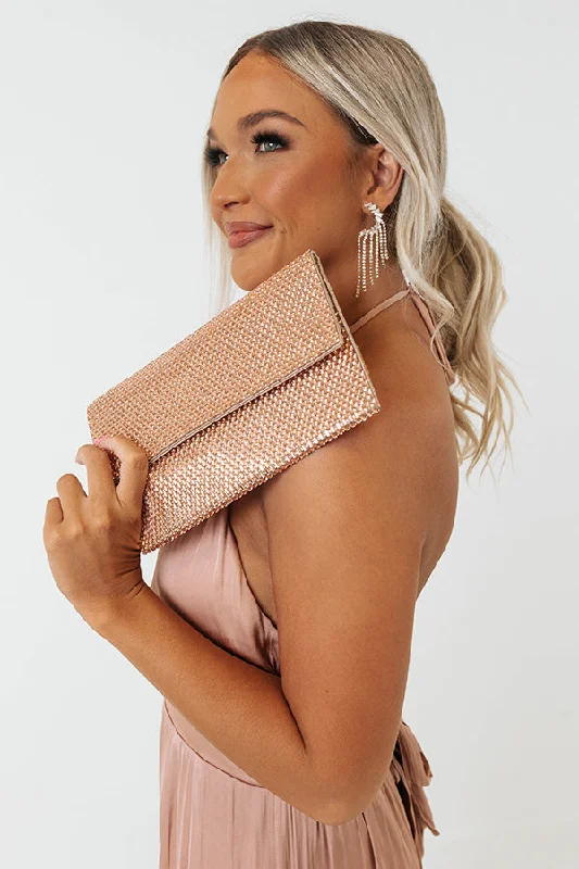 Fashion Talks Clutch In Rose Gold Stylish Totes, Special Discounts