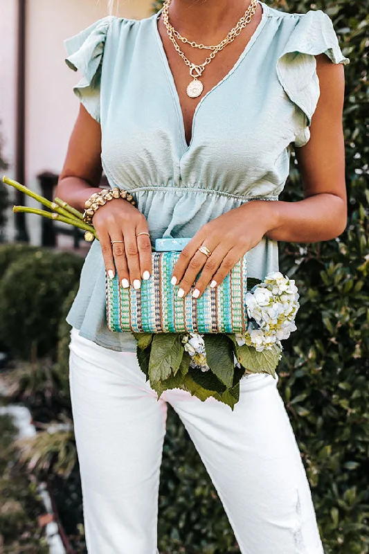 Hammock Swings Woven Clutch In Blue Everyday Bags, Budget-Friendly