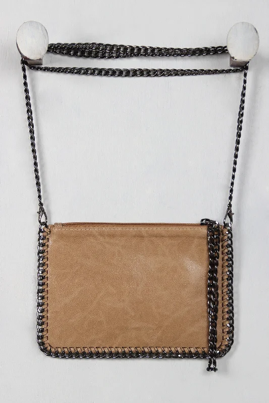 Vegan Leather Chain Trim Clutch Bag Everyday Bags At Wallet-Friendly Prices