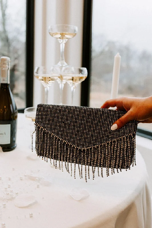 VIP Party Rhinestone Clutch In Black Trendy Totes, Shop & Save