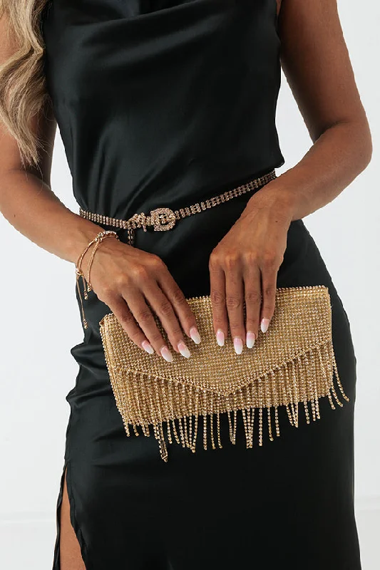 VIP Party Rhinestone Clutch In Gold Designer Bags, Low Prices